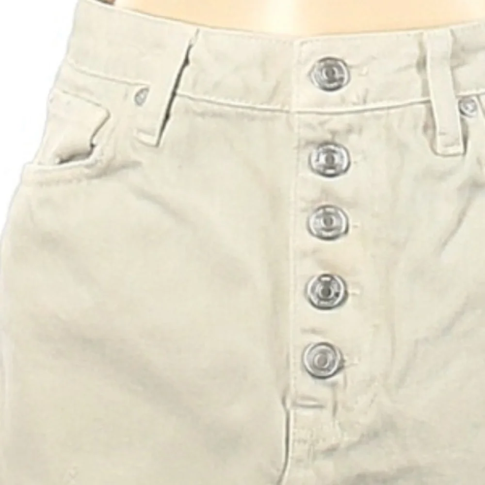 We the Free 29 ivory BOHO distressed button fly fringe hem denim jean mini skirt